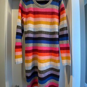 NWOT GAP 2017 CRAZY STRIPE HOLIDAY RIBBED SWEATER DRESS - XL
